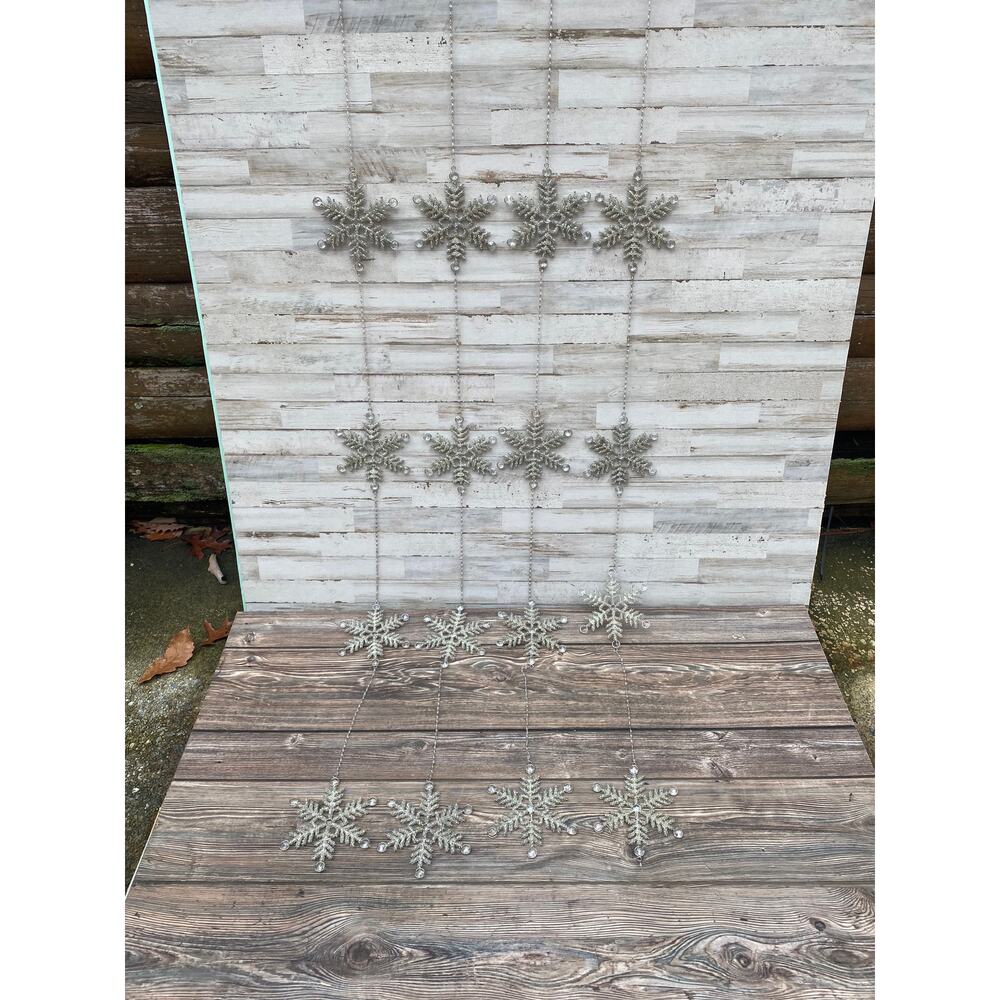 WINTER LANE Snow Flake Garland 70 INCHES LOT OF 4 H100657